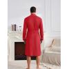 Ekouaer Mens Robes Lightweight Waffle Knit Kimono Bathrobe Long Sleeve Sleepwear Soft Knee Length Robe with Pockets S-3XL(Red)