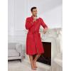 Ekouaer Mens Robes Lightweight Waffle Knit Kimono Bathrobe Long Sleeve Sleepwear Soft Knee Length Robe with Pockets S-3XL(Red)