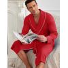 Ekouaer Mens Robes Lightweight Waffle Knit Kimono Bathrobe Long Sleeve Sleepwear Soft Knee Length Robe with Pockets S-3XL(Red)