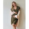 Ekouaer Nursing Nightgown 3 In 1 Maternity Nightgown Short Sleeve Nursing Gown Breasfeeding Sleepwear Delivery Dress(Army Green)