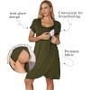 Ekouaer Nursing Nightgown 3 In 1 Maternity Nightgown Short Sleeve Nursing Gown Breasfeeding Sleepwear Delivery Dress(Army Green)