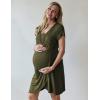 Ekouaer Nursing Nightgown 3 In 1 Maternity Nightgown Short Sleeve Nursing Gown Breasfeeding Sleepwear Delivery Dress(Army Green)