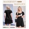Ekouaer Nursing Nightgown 3 In 1 Maternity Nightgown Short Sleeve Nursing Gown Breasfeeding Sleepwear Delivery Dress(Black)