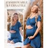Ekouaer Nursing Nightgown 3 In 1 Maternity Nightgown Short Sleeve Nursing Gown Breasfeeding Sleepwear Delivery Dress(Blue)