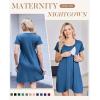 Ekouaer Nursing Nightgown 3 In 1 Maternity Nightgown Short Sleeve Nursing Gown Breasfeeding Sleepwear Delivery Dress(Blue)