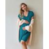 Ekouaer Nursing Nightgown 3 In 1 Maternity Nightgown Short Sleeve Nursing Gown Breasfeeding Sleepwear Delivery Dress(Blue Green)