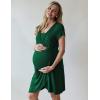 Ekouaer Nursing Nightgown 3 In 1 Maternity Nightgown Short Sleeve Nursing Gown Breasfeeding Sleepwear Delivery Dress(Dark Green)