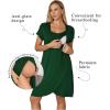 Ekouaer Nursing Nightgown 3 In 1 Maternity Nightgown Short Sleeve Nursing Gown Breasfeeding Sleepwear Delivery Dress(Dark Green)