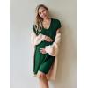 Ekouaer Nursing Nightgown 3 In 1 Maternity Nightgown Short Sleeve Nursing Gown Breasfeeding Sleepwear Delivery Dress(Dark Green)