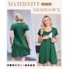 Ekouaer Nursing Nightgown 3 In 1 Maternity Nightgown Short Sleeve Nursing Gown Breasfeeding Sleepwear Delivery Dress(Deep Green)
