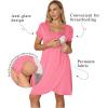 Ekouaer Nursing Nightgown 3 In 1 Maternity Nightgown Short Sleeve Nursing Gown Breasfeeding Sleepwear Delivery Dress(Deep Pink)
