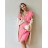 Ekouaer Nursing Nightgown 3 In 1 Maternity Nightgown Short Sleeve Nursing Gown Breasfeeding Sleepwear Delivery Dress(Deep Pink)