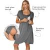 Ekouaer Nursing Nightgown 3 In 1 Maternity Nightgown Short Sleeve Nursing Gown Breasfeeding Sleepwear Delivery Dress(Grey)