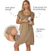Ekouaer Nursing Nightgown 3 In 1 Maternity Nightgown Short Sleeve Nursing Gown Breasfeeding Sleepwear Delivery Dress(Khaki)