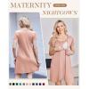 Ekouaer Nursing Nightgown 3 In 1 Maternity Nightgown Short Sleeve Nursing Gown Breasfeeding Sleepwear Delivery Dress(Light Pink)
