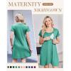 Ekouaer Nursing Nightgown 3 In 1 Maternity Nightgown Short Sleeve Nursing Gown Breasfeeding Sleepwear Delivery Dress(Mint Green)