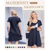 Ekouaer Nursing Nightgown 3 In 1 Maternity Nightgown Short Sleeve Nursing Gown Breasfeeding Sleepwear Delivery Dress(Navy Blue)