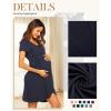 Ekouaer Nursing Nightgown 3 In 1 Maternity Nightgown Short Sleeve Nursing Gown Breasfeeding Sleepwear Delivery Dress(Navy Blue)