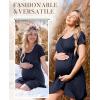 Ekouaer Nursing Nightgown 3 In 1 Maternity Nightgown Short Sleeve Nursing Gown Breasfeeding Sleepwear Delivery Dress(Navy Blue)