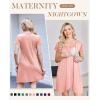 Ekouaer Nursing Nightgown 3 In 1 Maternity Nightgown Short Sleeve Nursing Gown Breasfeeding Sleepwear Delivery Dress(Pink)