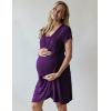 Ekouaer Nursing Nightgown 3 In 1 Maternity Nightgown Short Sleeve Nursing Gown Breasfeeding Sleepwear Delivery Dress(Purple)
