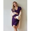 Ekouaer Nursing Nightgown 3 In 1 Maternity Nightgown Short Sleeve Nursing Gown Breasfeeding Sleepwear Delivery Dress(Purple)