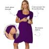 Ekouaer Nursing Nightgown 3 In 1 Maternity Nightgown Short Sleeve Nursing Gown Breasfeeding Sleepwear Delivery Dress(Purple)