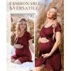 Ekouaer Nursing Nightgown 3 In 1 Maternity Nightgown Short Sleeve Nursing Gown Breasfeeding Sleepwear Delivery Dress(Wine Red)
