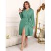 Ekouaer Plus Size Robes for Women Lightweight Bathrobe V Neck Kimono Loungewear Soft Maternity Robes with Pockets Gray Green,4X