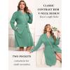 Ekouaer Plus Size Robes for Women Lightweight Bathrobe V Neck Kimono Loungewear Soft Maternity Robes with Pockets Gray Green,4X