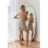 Ekouaer Robe Sets for Women Sleepwear Rib Knit Bodycon Nightgown with Robes Set 2 Piece Soft Lightweight Loungewear(Khaki)