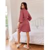 Ekouaer Robes for Women Waffle Knee Length Bathrobe Lightweight Soft Sleepwear V neck 3/4 Casual Ladies Loungewear S-XXL(Gray Purple)