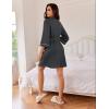 Ekouaer Robes for Women Waffle Knee Length Bathrobe Lightweight Soft Sleepwear V neck 3/4 Casual Ladies Loungewear S-XXL(Grey)