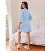 Ekouaer Robes for Women Waffle Knee Length Bathrobe Lightweight Soft Sleepwear V neck 3/4 Casual Ladies Loungewear S-XXL(Light Blue)