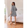 Ekouaer Robes for Women Waffle Knee Length Bathrobe Lightweight Soft Sleepwear V neck 3/4 Casual Ladies Loungewear S-XXL(Light Grey)