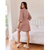 Ekouaer Robes for Women Waffle Knee Length Bathrobe Lightweight Soft Sleepwear V neck 3/4 Casual Ladies Loungewear S-XXL(Piink)