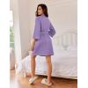 Ekouaer Robes for Women Waffle Knee Length Bathrobe Lightweight Soft Sleepwear V neck 3/4 Casual Ladies Loungewear S-XXL(Purple)