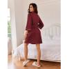 Ekouaer Robes for Women Waffle Knee Length Bathrobe Lightweight Soft Sleepwear V neck 3/4 Casual Ladies Loungewear S-XXL(Wine Red)