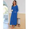 Ekouaer Women Long House Coat Zipper Front Robes Full Length Nightgowns with Pockets Striped Loungewear(Navy, XX-Large)