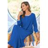 Ekouaer Women Long House Coat Zipper Front Robes Full Length Nightgowns with Pockets Striped Loungewear(Navy, XX-Large)