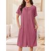 Ekouaer Women Zipper Robe Short Waffle Knit Bathrobe Lightweight Housecoat Soft Knee Length Loungewear with Pockets Purple Gray Red, M