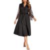 Ekouaer Women’s Floral Lace Kimono Robe Long Sleeves Dressing Gown Bathrobe Bride Robe Nightwear(Black)