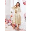 Ekouaer Women’s Floral Lace Kimono Robe Long Sleeves Dressing Gown Bathrobe Bride Robe Nightwear(Dark Pink)