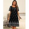 Ekouaer Women’s House Dress with Pockets Moomoo Dresses Short Sleeve Mumu Nightgown Lounge Dress Button Down Sleepwear(Black Boho)