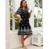 Ekouaer Women’s House Dress with Pockets Moomoo Dresses Short Sleeve Mumu Nightgown Lounge Dress Button Down Sleepwear(Black Boho)