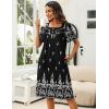 Ekouaer Women’s House Dress with Pockets Moomoo Dresses Short Sleeve Mumu Nightgown Lounge Dress Button Down Sleepwear(Black Boho)