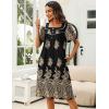 Ekouaer Women’s House Dress with Pockets Moomoo Dresses Short Sleeve Mumu Nightgown Lounge Dress Button Down Sleepwear(Black Gold)