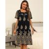 Ekouaer Women’s House Dress with Pockets Moomoo Dresses Short Sleeve Mumu Nightgown Lounge Dress Button Down Sleepwear(Black Gold)