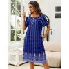 Ekouaer Women’s House Dress with Pockets Moomoo Dresses Short Sleeve Mumu Nightgown Lounge Dress Button Down Sleepwear(Blue Boho)