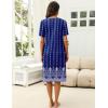 Ekouaer Women’s House Dress with Pockets Moomoo Dresses Short Sleeve Mumu Nightgown Lounge Dress Button Down Sleepwear(Blue Boho)